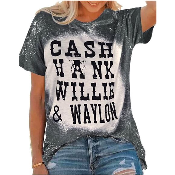 Cute blue bleach splash look top with legends in print - Picture 2 of 9